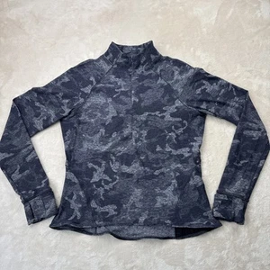 Lululemon Outrun The Elements Top Damen 12 Camouflage grau halber Reißverschluss Langarm Pullov - Bild 1 von 10