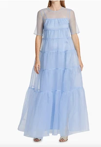 Staud Hyacinth Tiered Organza Overlay Maxi A-Line Dress in French Blue S NWT - Picture 1 of 1