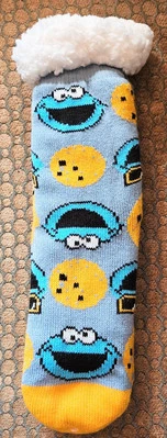 Novedad Sherpa Forrado Calcetines Footies Talla Única Unisex Galleta Monstruo Azul Amarillo  Foto 1 de 4