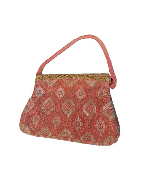 VTG Langlois Jargeais Beaded Art Deco Evening Bag France gold filigree red gems - Image 1 of 4