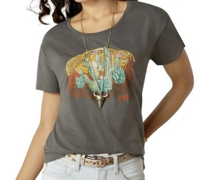 Ariat Women's Ariat Buckle Up T-Shirt Gray Medium New With Tags - Picture 1 of 4