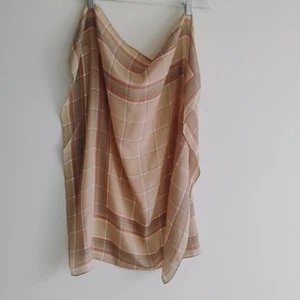Sciarpa di seta vintage Liz Claiborne autunno inverno quadrati marrone chiaro a quadri - Foto 1 di 10