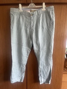 Fat Face Size 14 pale blue Linen Cropped Casual Trousers. VGC. No P&P - Picture 1 of 6