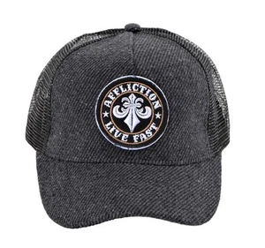 Affliction Men's Curved Bill Adjustable Snap Back Baseball Hat Black - Picture 1 of 4