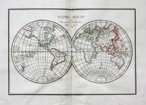 1824 - Manuscript World Atlas America Asia Europe Asia Continents world map - Imagen 1 de 9