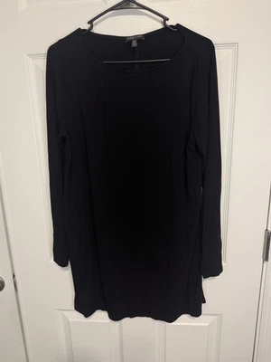 Eileen Fisher 束腰上衣女式小号黑色长袖弹力波西米亚风 — 第 1/4 张图片