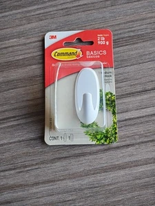 3M Command Basics Medium Haken & Klebestreifen hält 2 Pfund für beschädigungsfreies Aufhängen - Bild 1 von 3