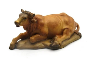 VINTAGE HEINZELLER OBERAMMERGAU GERMANY CARVED-WOOD NATIVITY COW FIGURE - Picture 1 of 3