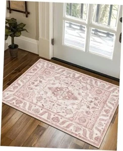 2x3 Rug, Washable Small Area Rug Front Door Mat Indoor 2'x3' Light Pink - Picture 1 of 7