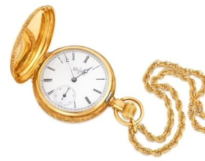 A143 Elgin 14k 56.4 Grams Gold Hunter Case pocket watch, circa 1895.  15 jewels - Image 1 of 4