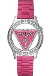 New Authentic GUESS PINK 25TH ANNIVERSARY crystal-embellish logo WATCH W95105L3 - Picture 1 of 1