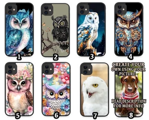 Owl Rubber Phone Case Owls Birds Cartoon Colourful Art Face Eyes Wings Flying Ey - Picture 1 of 2