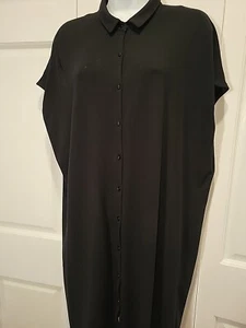 Eileen Fisher schwarzes Hemdkleid mit Knopfleiste und Kragen Größe Medium - Bild 1 von 6