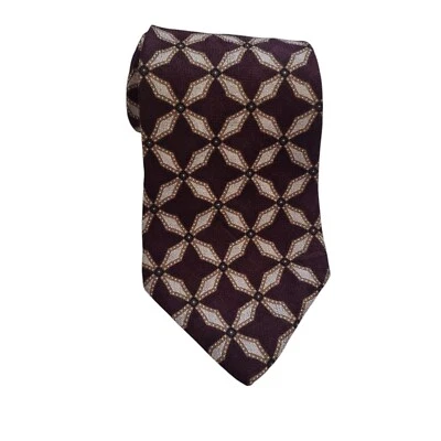Countess Mara 100% Silk  Men Tie Brown Beige Geometric Pattern Made in USA New - Image 1 of 4