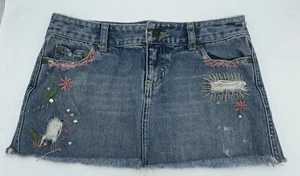 Abercrombie Kids A&F Girls Sz 14 Embroidered Floral Vintage Denim Mini Skirt - Picture 1 of 9