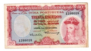 INDIEN INDIEN PORTUGUESA PORTUGAL Banknote 30 ESCUDOS 02.01.1959 P42 SEHR GUTER ZUSTAND - Bild 1 von 2