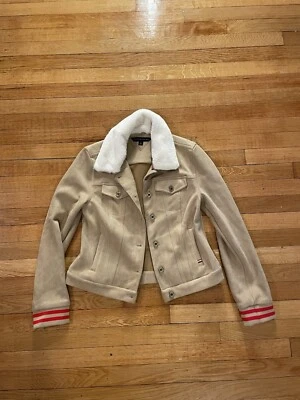 Tommy Hilfiger замшевый мех куртка женщин маленький бежевый винтажный винтажный - Изображение 1 из 4