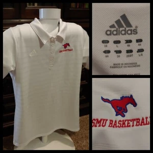 Damen Adidas SMU Mustangs Basketball S/S Poloshirt bestickt Größe L - Bild 1 von 9