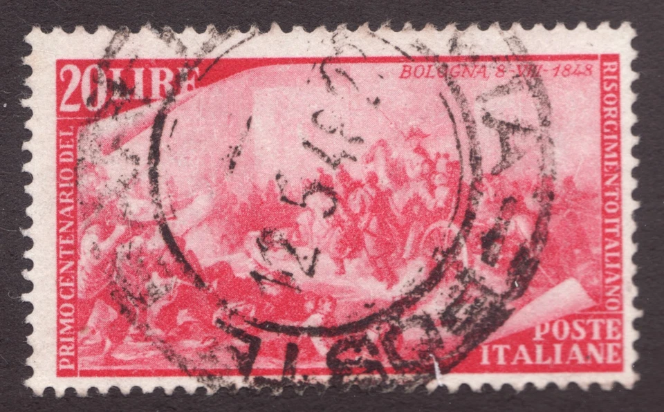 Italia 1948 Sc #503 20 liras insurrección en Bolonia - sello postal usado CV $13,50 Foto 1 de 1
