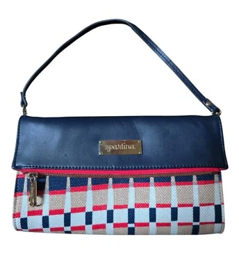 Spartina 449  Strachan Leather & Linen Shoulder Clutch Purse Wristlet - Image 1 of 4