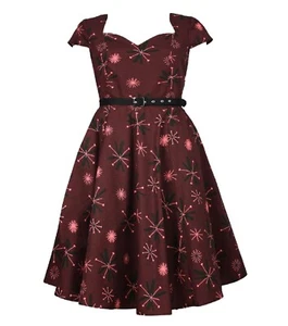 ON SALE! SIZE 6 8 10 12 BURGUNDY RED RETRO DRESS VINTAGE STYLE 50s ASTRO - Picture 1 of 3