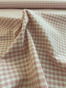 Pink and White 1/4" Gingham Cotton Woven with Embroidery Fabric Piece 26"Wx65"L - Bild 1 von 4
