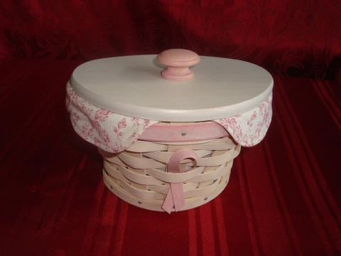 Longaberger 2007 Horizon Of Hope WHITE WASH Wall Hang Basket Lid Liners Cover
