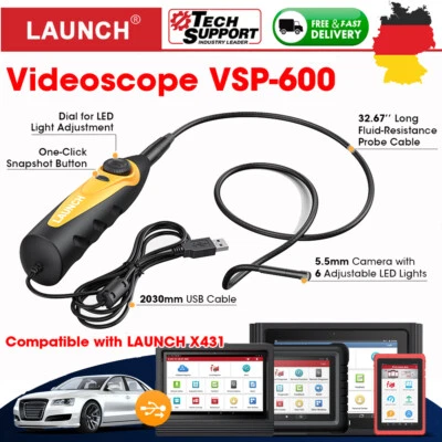 LAUNCH Videoskop Kamera Satz 360 Grad flexible Sonde 5.5mm Endoskop Boreskop NEW - Bild 1 von 4