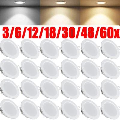 3x-60x LED spots recessed 230V recessed panel lights 6W ceiling light IP44 - Image 1 of 4