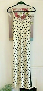Zara Studio White and Spot Print Satin Maxi Dress, Size S UK 8-10 New - Picture 1 of 7