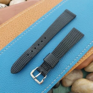 17mm Bulova Caravelle schwarz Leder unbenutzt Klassiker 70er Vintage Uhrenarmband - Bild 1 von 4