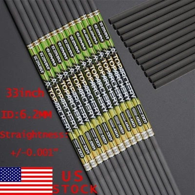 12PCS Straightness .001 33" Pure Carbon Arrow Shaft Hunting Arrows DIY SP300-500 - Image 1 of 4