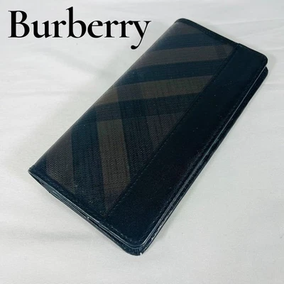 Burberry Smoked Check Dark Brown Long Wallet Men Wallet Accessory Original Colle - Image 1 of 4