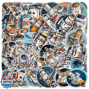 Space 50 Pcs Stickers Vinyl Cute Space Station Sticker for Laptop Hard Hat Sc - Picture 1 of 4