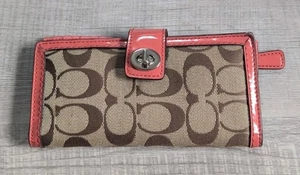 Coach Park Signature C Multi Case Turn Lock Wallet Tearose Khaki - Picture 1 of 12