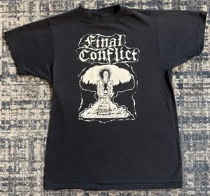Vintage 1985 Final Conflict Death Demo T Shirt M Crust Punk Poison Idea Crucifix - Bild 1 von 7