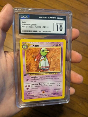 (POP 28) CGC 10 GEM MINT Xatu 52/111 1st Edition Neo Genesis Pokemon Card - Image 1 of 4