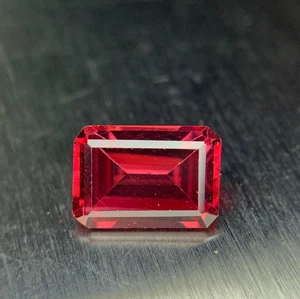African 2.22ct Rhodolite Garnet Emerald Cut - 9mm Deep Red Loose gemstone - Picture 1 of 13