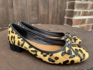 M&S Insolia Leopard Print Leather Ballet Shoes With Tiny Heel (CN) - Picture 1 of 9