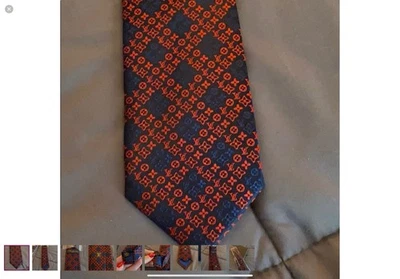 路易威登男式领带海军蓝红色 — 第 1/4 张图片