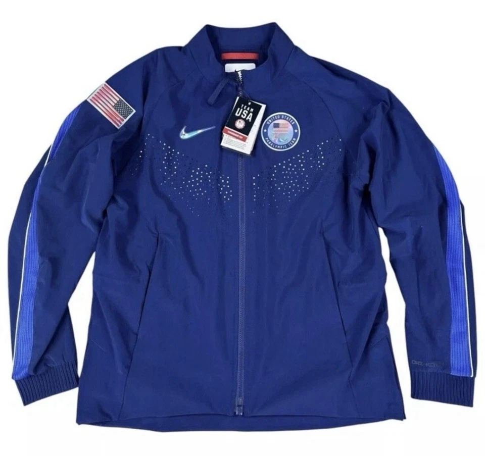 Nike Team USA Dri-FIT ADV Women's Size-L Paralympic Podium Zip Jacket Blue