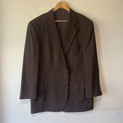 Abrigo deportivo Ermenegildo Zegna para hombre 54/44R Blazer de seda a cuadros marrón de EE. UU. dinero antiguo Foto 1 de 4