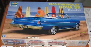 Trombettiere 1963 Chevrolet Nova SS Cabrio 1/25 Kit # 02504 non costruito in scatola 63 - Foto 1 di 6