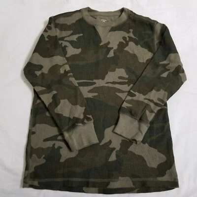 Boys Faded Glory Camo Shirt Size Medium 8 Olive Camoflage Waffle Pullover L/S - Image 1 of 4