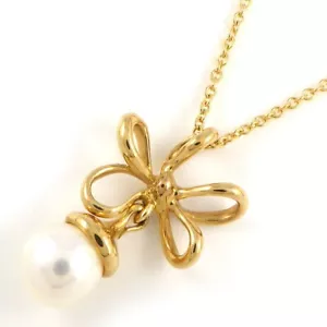 Tiffany & Co. Necklace Flower Motif 1 Point Pearl 750(18K) Yellow Gold - Picture 1 of 7
