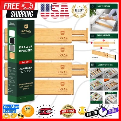 Разделитель ящика и органайзер для организации кухни - регулируемый бамбуковый дра... - Изображение 1 из 4