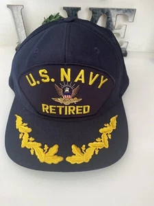 US Navy Cap Retired Snap Back Baseball Blue Embroidered OS Naval Aviation Wings - Picture 1 of 24