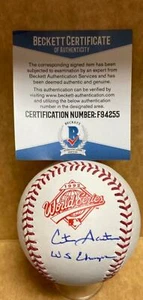 CITO GASTON BLUE JAYS SIGNED UNDER 1992 WORLD SERIES LOGO BASEBALL F94255 - Picture 1 of 2