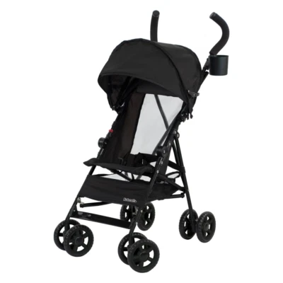 Baby Umbrella Stroller Pushchair Foldable 3-point Safety Harness W/Basket Black - Image 1 of 4