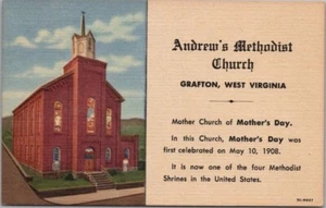 Postal de GRAFTON, Virginia Occidental "Iglesia Metodista de Andrew" DÍA DE LA MADRE / Lino - Imagen 1 de 2